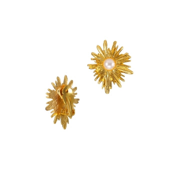 Vienna Collection Gold & Pearl Starburst Earrings