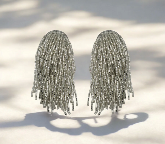 Show Stopper Drape Statement Earrings in Silver