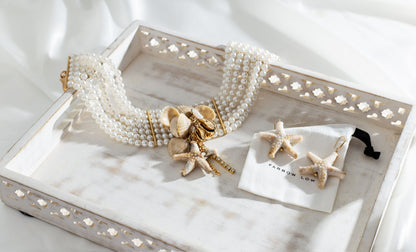 Island 🏝️ Girl Pearl & Starfish Choker & Earring Set