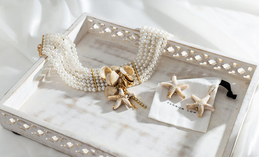 Island 🏝️ Girl Pearl & Starfish Choker & Earring Set