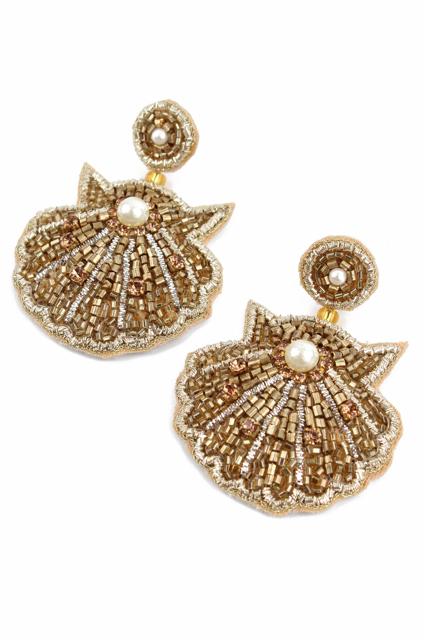 Miami Metallic Shell Earrings in Turquoise, Pink & Gold