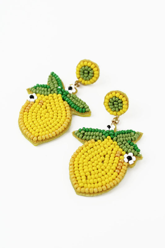 Amalfi Mini Lemon Beaded Earrings