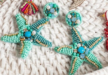 Tilly Turquoise Beaded Starfish Earrings