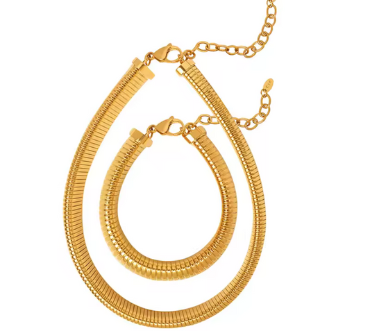 Luxe Gold Twisted Bracelet & Necklace Set