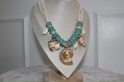 Aurura Turquoise Shell Charm Necklace