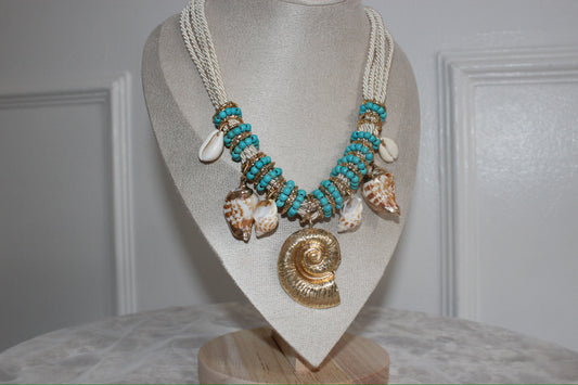 Aurura Turquoise Shell Charm Necklace