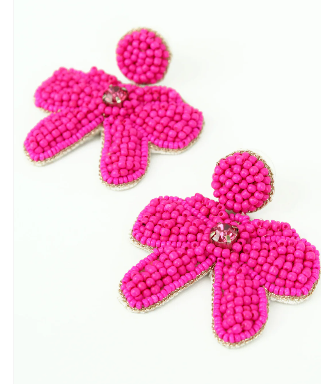 Pink Beaded Bow Earrings