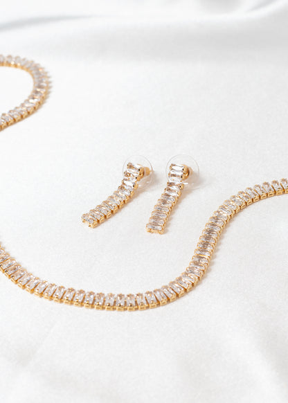 Baguette Style Necklace & Earring Sets in Silver, Gold & Rainbow 🌈