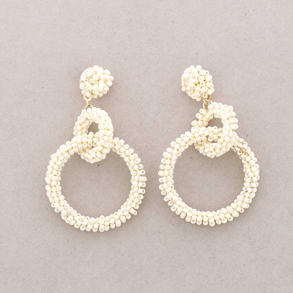 Beaded Double Drop Round Hooped Earrings