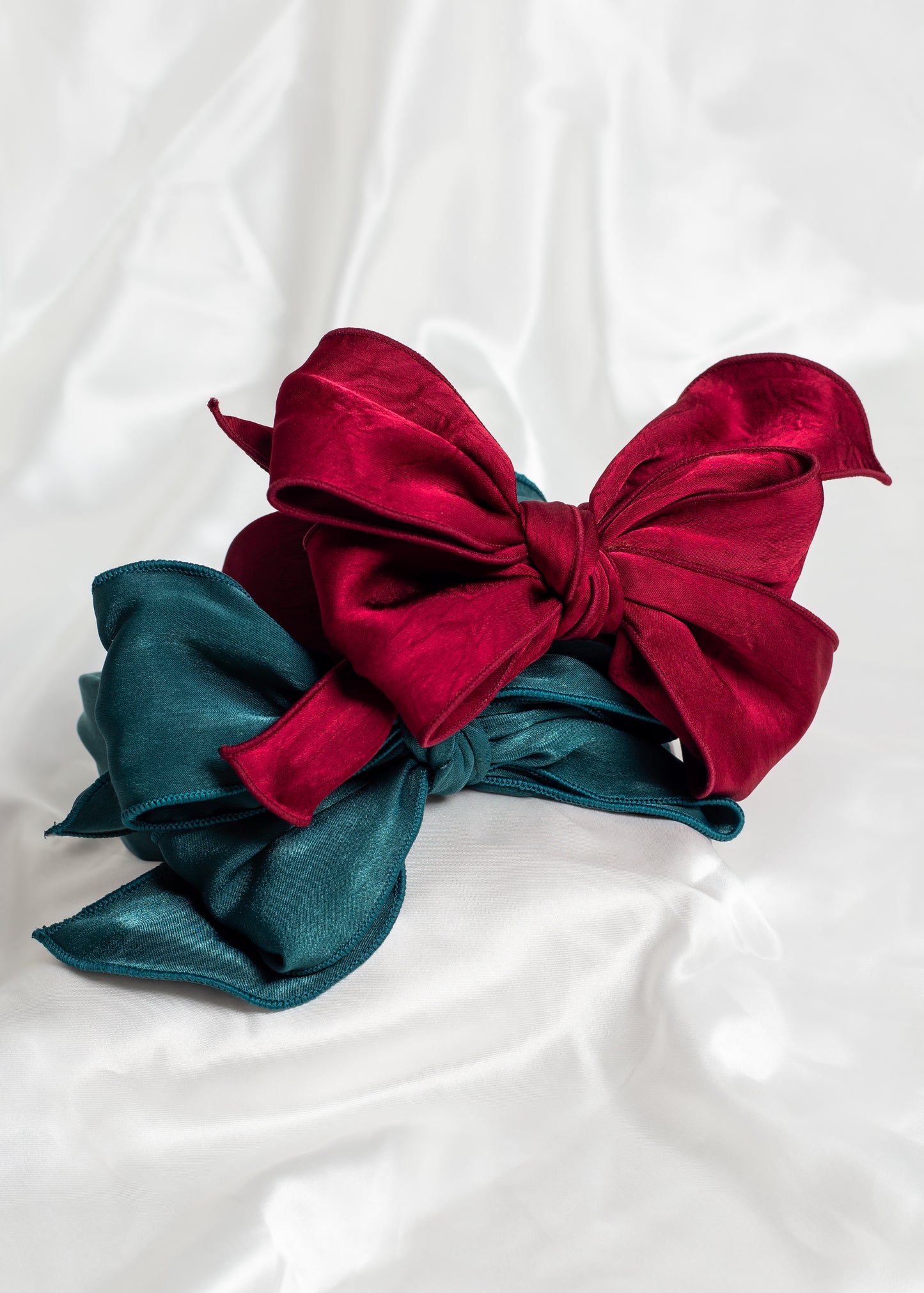 Beau Wired Headband in Emerald, Red & Burgundy