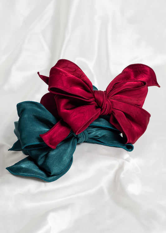 Beau Wired Headband in Emerald, Red & Burgundy