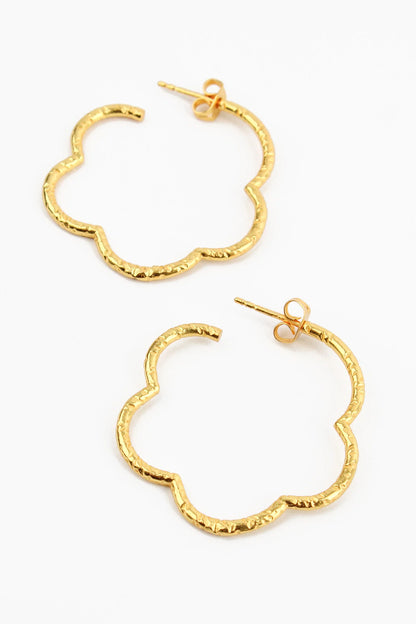 Flower Gold Hoop Earrings