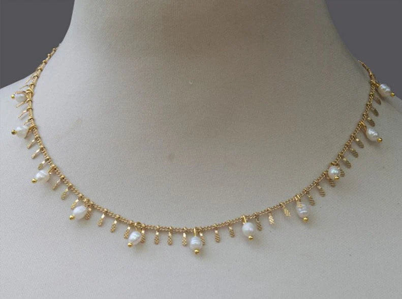 Bronze Pearl & Spike Chain Necklace