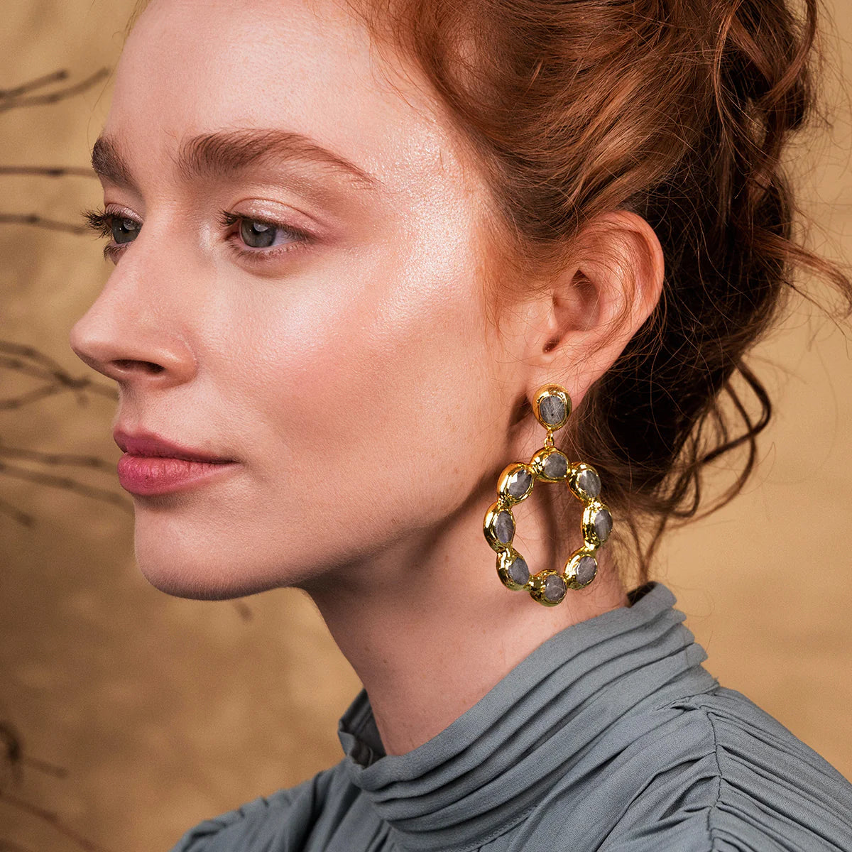 Asiana Wanda Labrodite & Gold Earrings