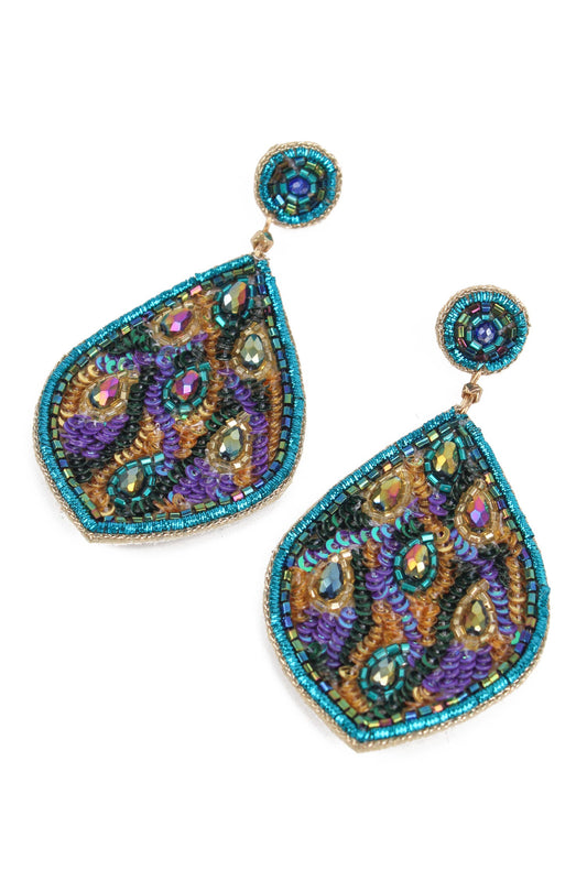 Peacock Tear Drop Earrings