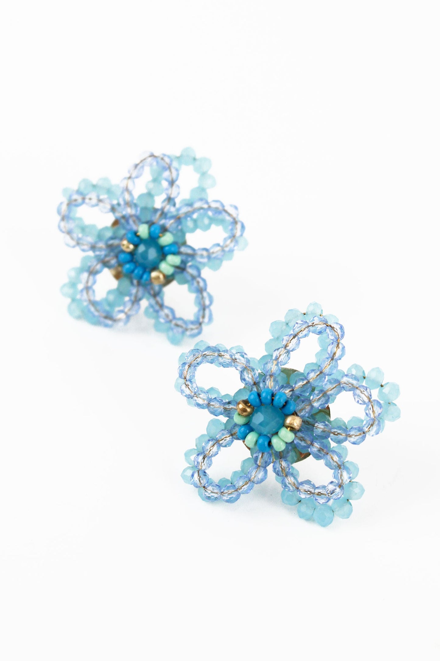 Large Flower Stud Earrings in Pink or Blue