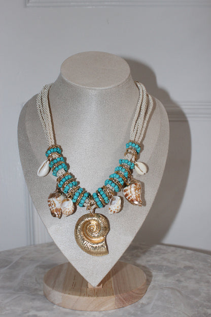 Aurura Turquoise Shell Charm Necklace
