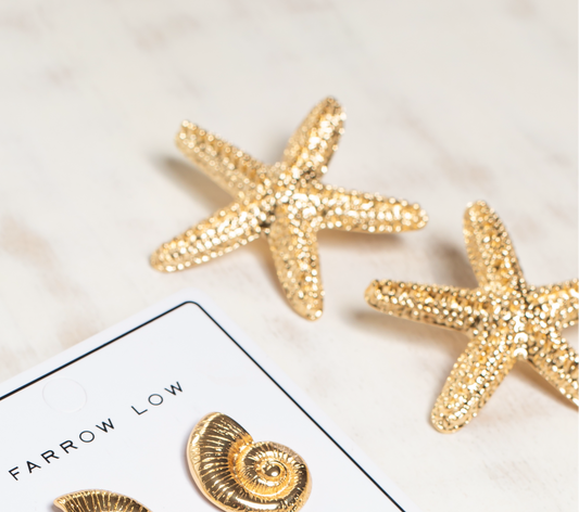 Gold Starfish Large Earrings