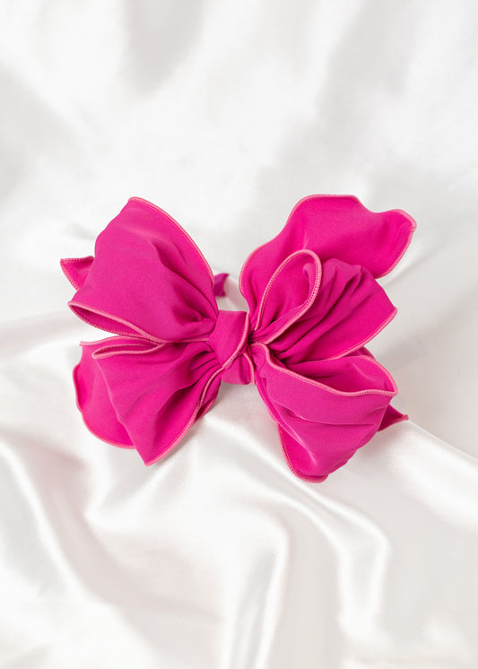 BEAU Wired Bow Headband In Bright Pink