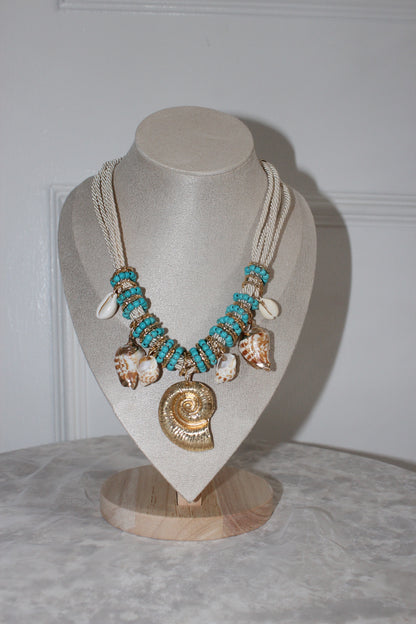 Aurura Turquoise Shell Charm Necklace