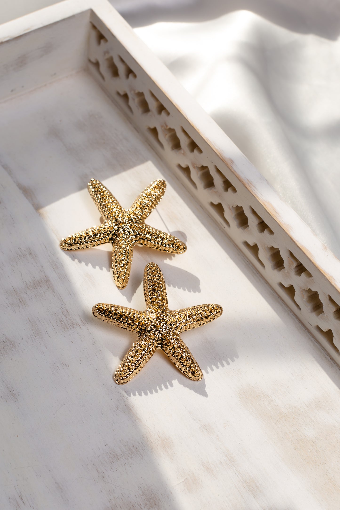 Gold Starfish Large Earrings