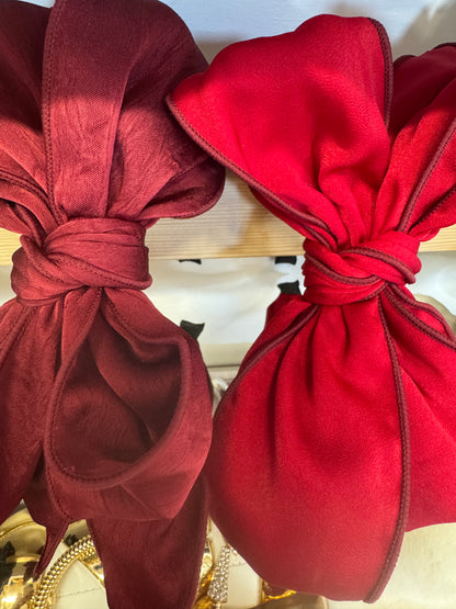 Beau Wired Headband in Red & Burgundy
