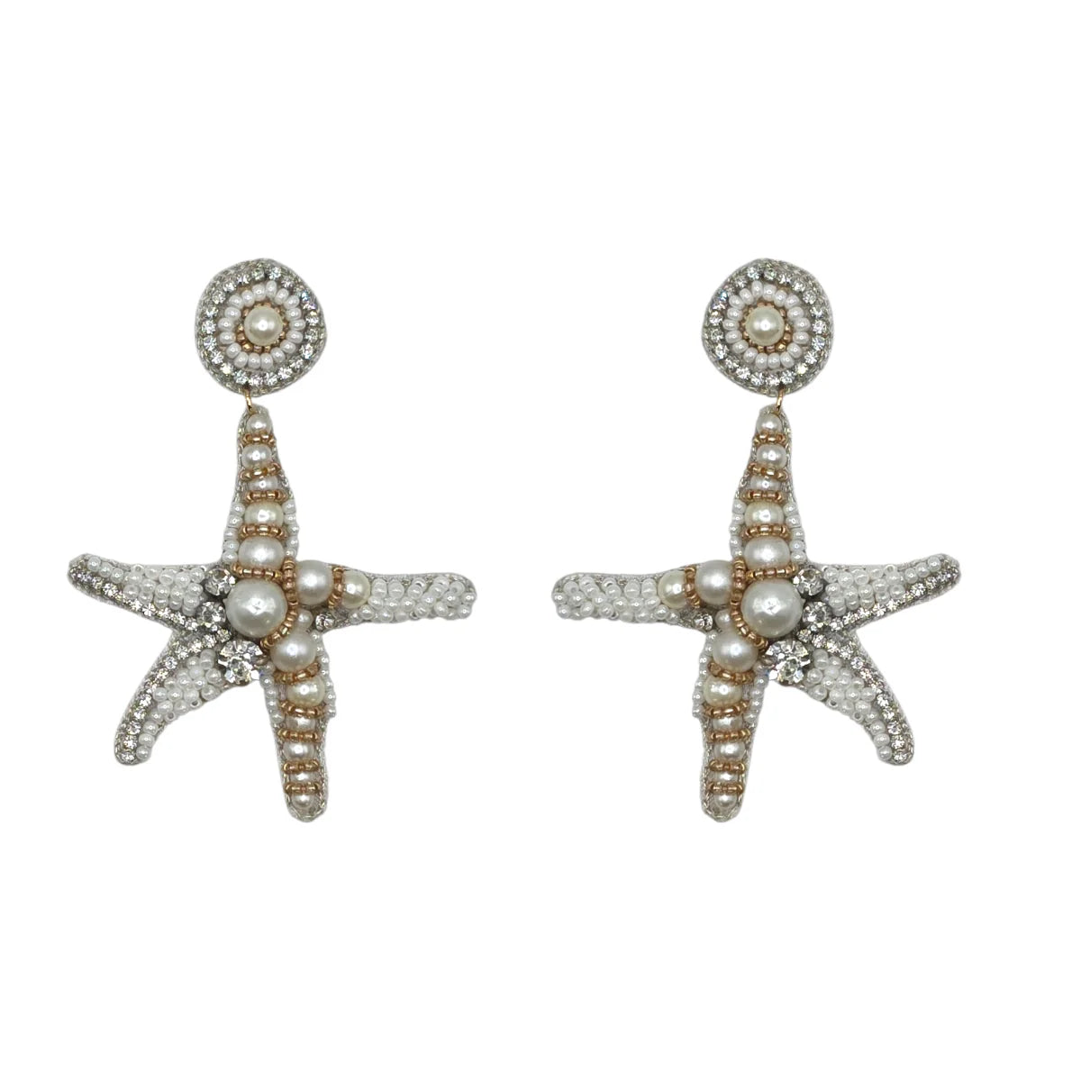 Luxe White Pearl Starfish Earrings