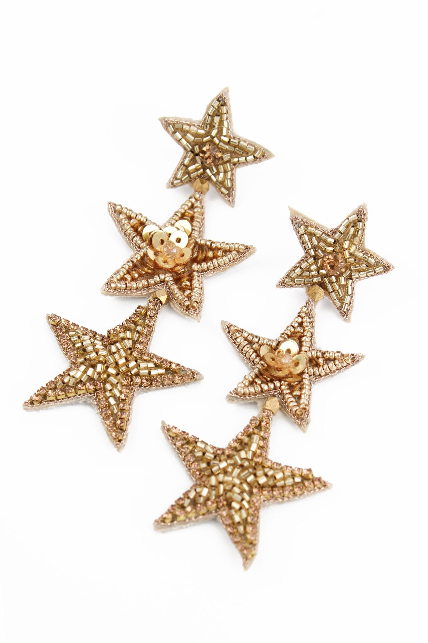 Triple Star Beaded Drop Earrings In 3 Colours