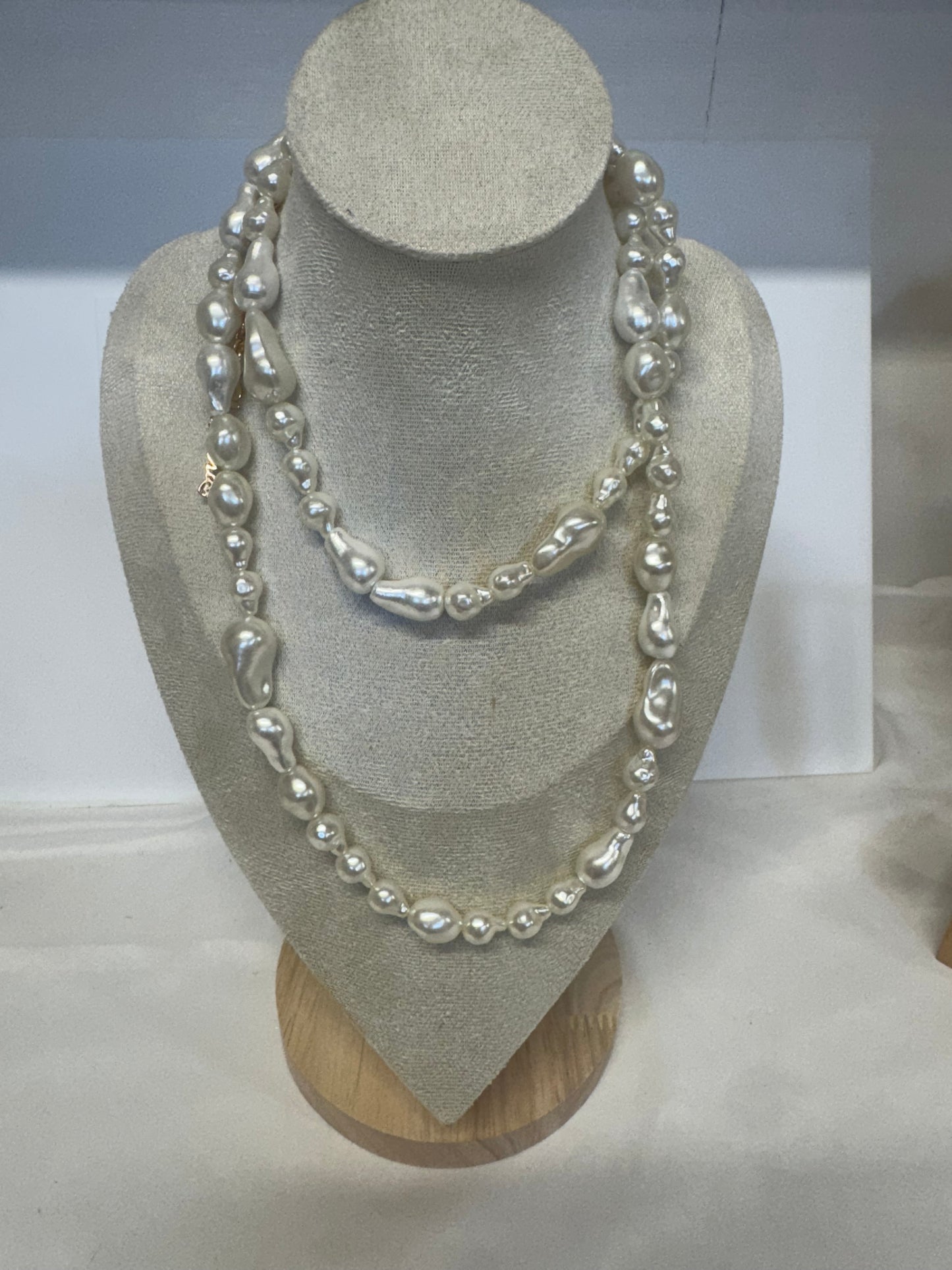 Baroque Pearl Long
Necklace & Pearl Fish Hoop Earring Set