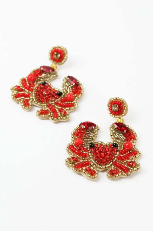 Red Crab Drop Earrings