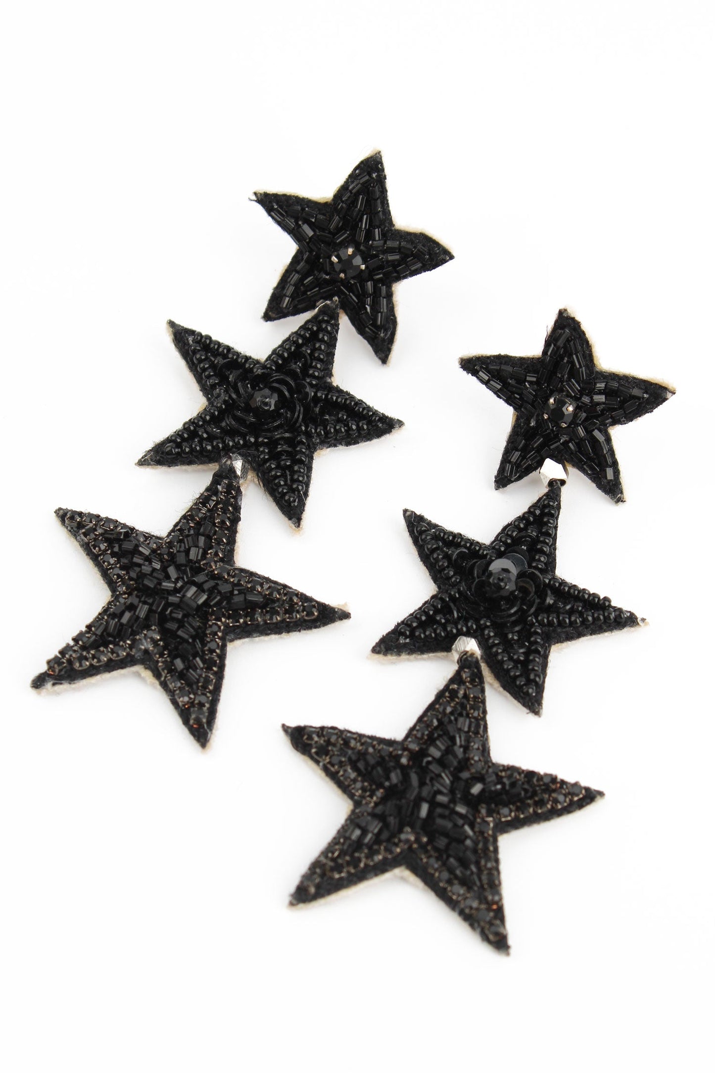 Triple Star Beaded Drop Earrings In 3 Colours