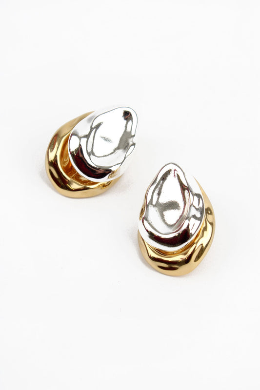 Mixed Metal Statement Stud Earrings