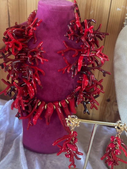Coral Embrace Necklace & Earring  Set
