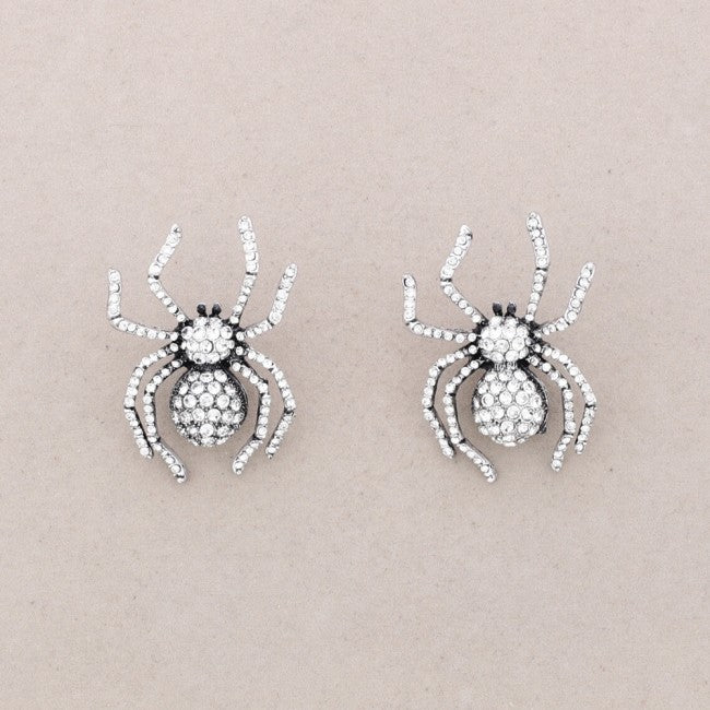 Diamond Webbed Spider Earrings
