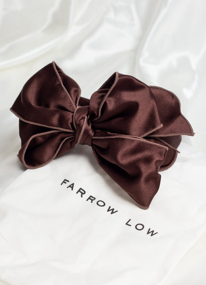 Beau Wired Bow Headband In Chocolate Brown
