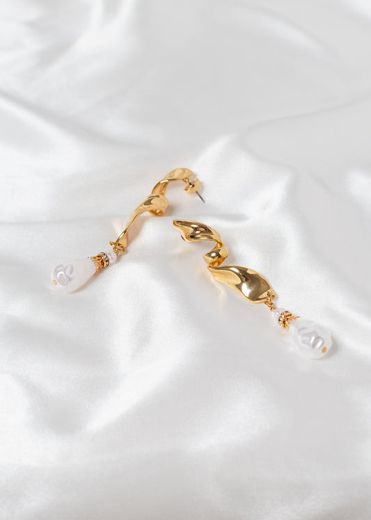 Long Baroque Pearl Effect Earrings