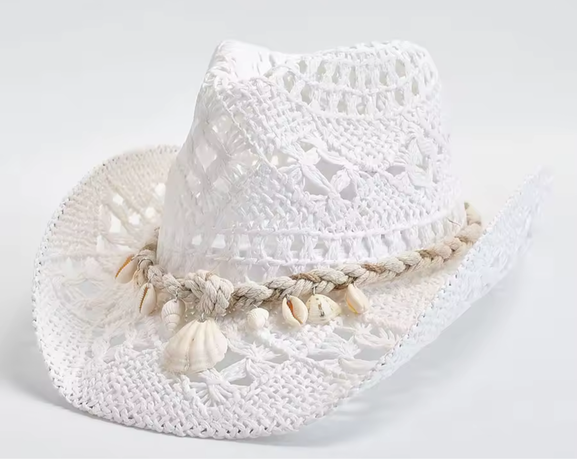 Christie Cowboy Hat in White & Tan