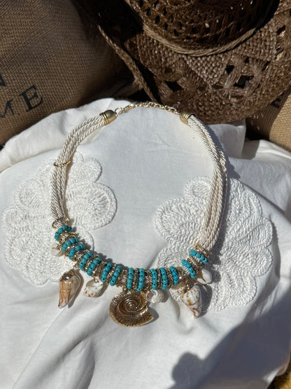 Aurura Turquoise Shell Charm Necklace