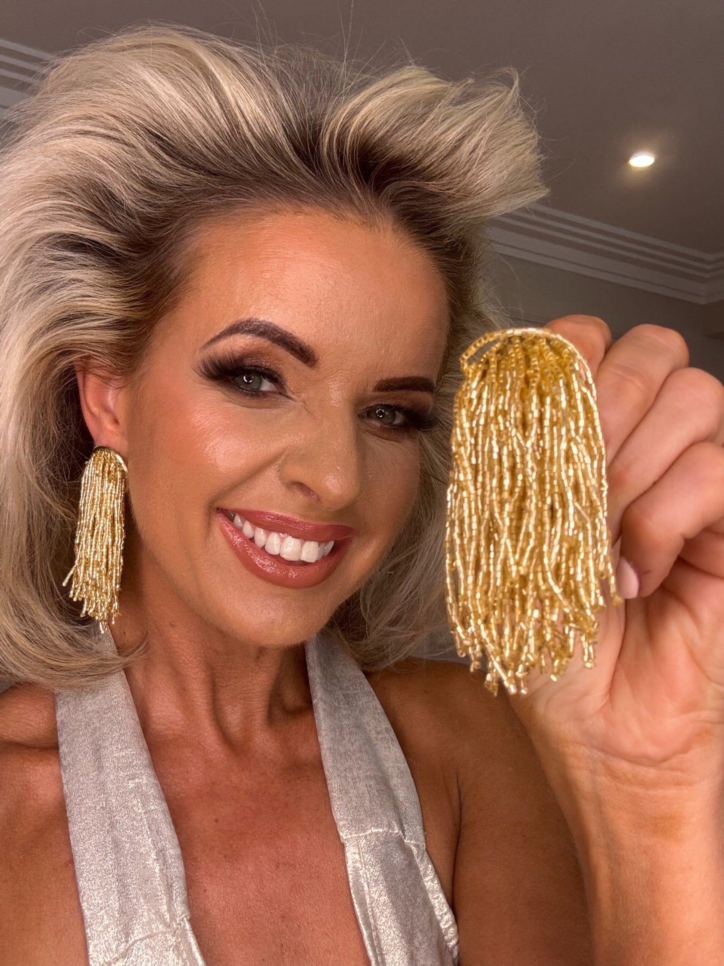 Show Stopper Drape Statement Earrings in Gold