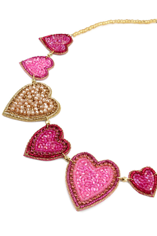 Belle Beaded Heart Necklace- Galentines Collection X