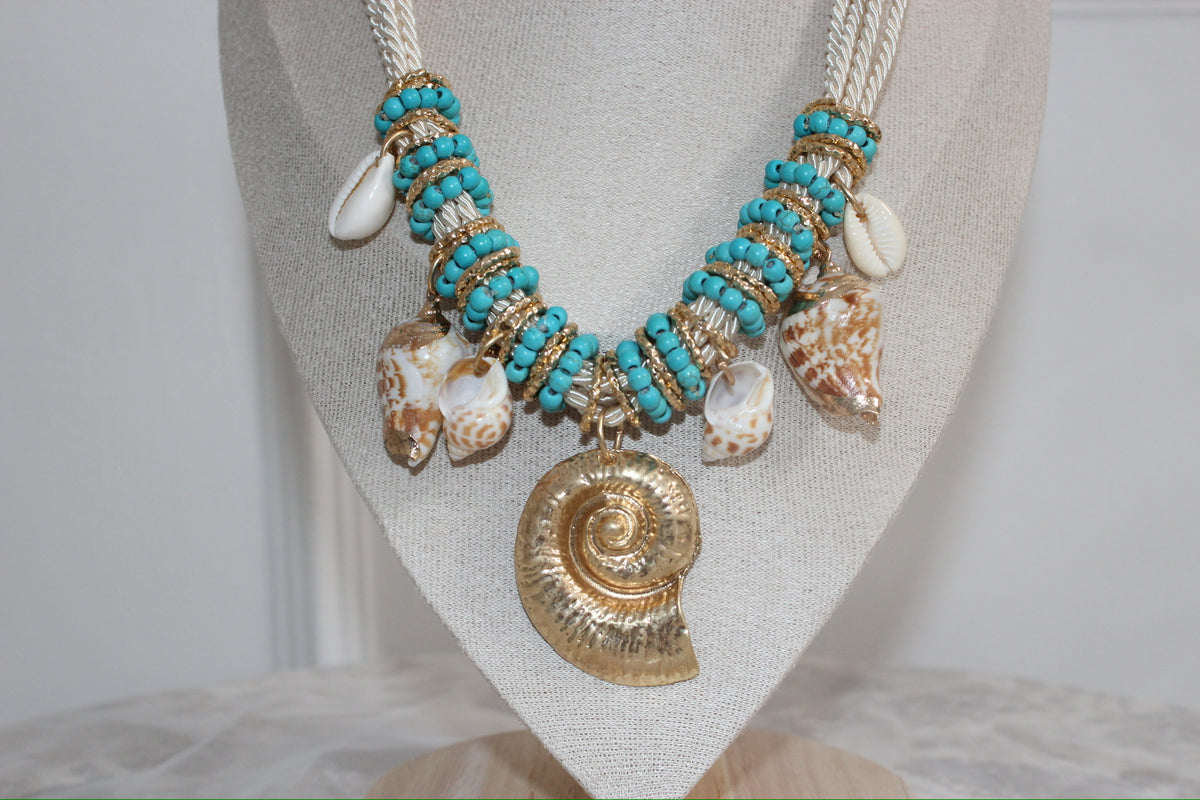 Aurura Turquoise Shell Charm Necklace