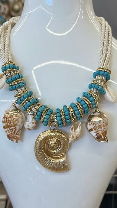 Aurura Turquoise Shell Charm Necklace