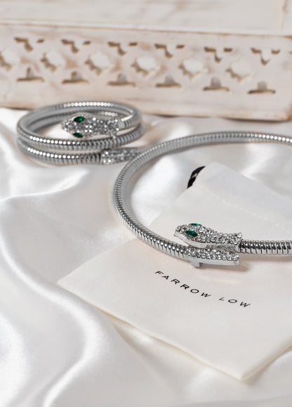 Entwined Serpent Collar & Bracelet Sets In Gold & Silver
