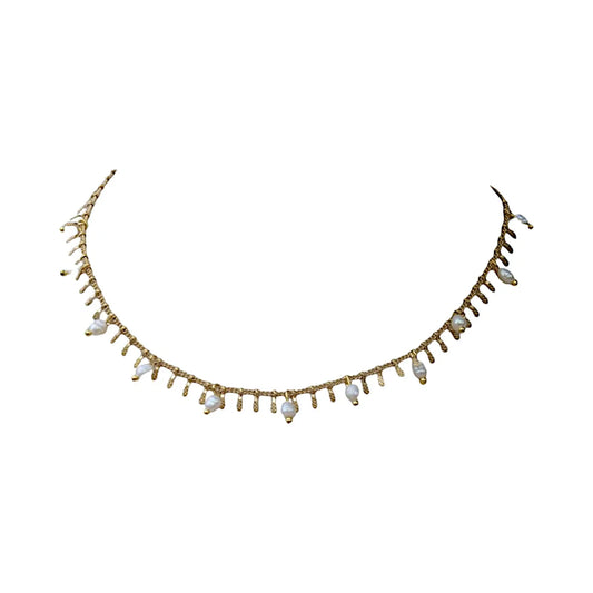 Bronze Pearl & Spike Chain Necklace