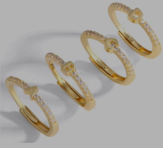 Dainty Shimmer Initial Ring