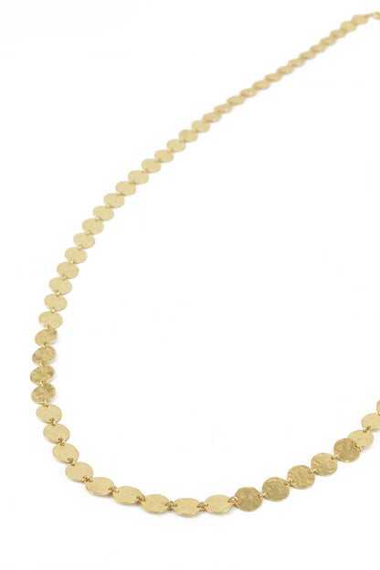 GOLD LONG HAMMERED DISC NECKLACE