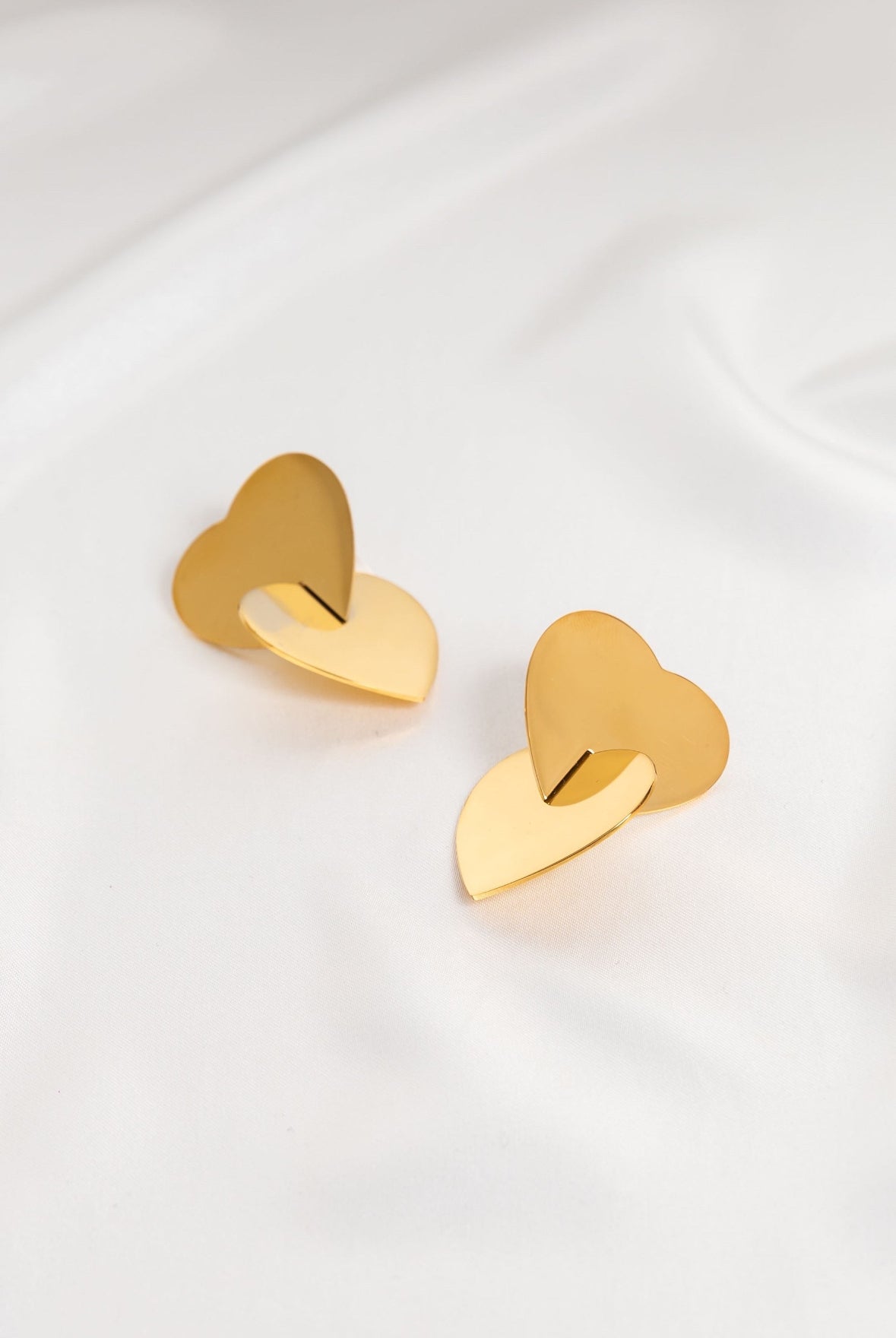 3D Linked Heart Earrings