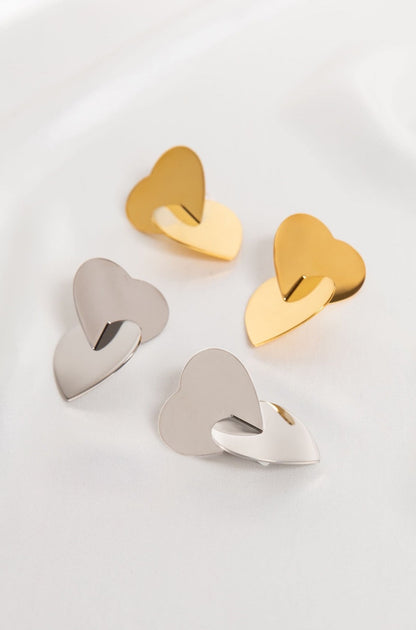 3D Linked Heart Earrings