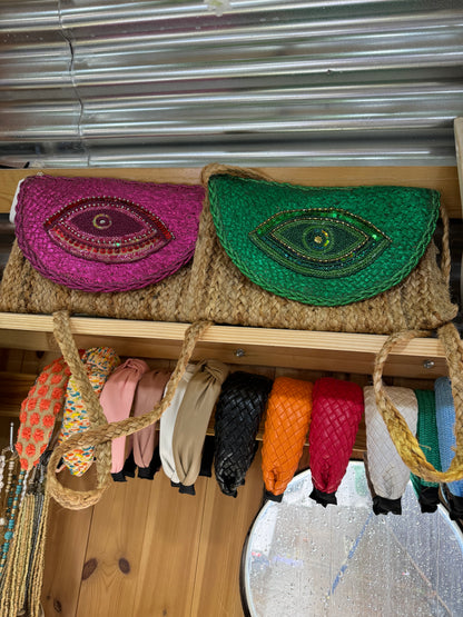 Lucky Eye Raffia Bags