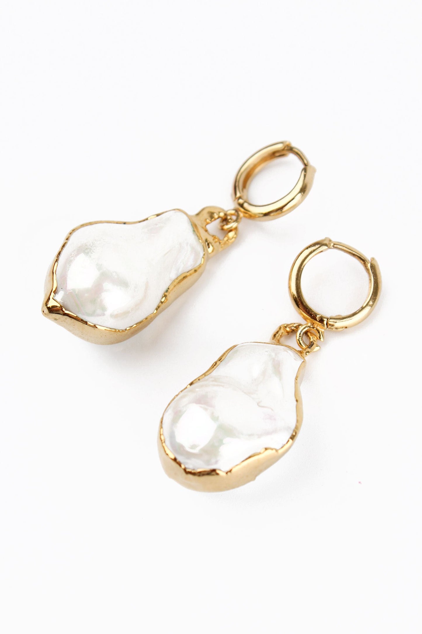 Pearl Drop On Huggie Hoop Earrings